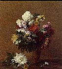 Large Bouquet of Chrysanthemums by Henri Fantin-Latour